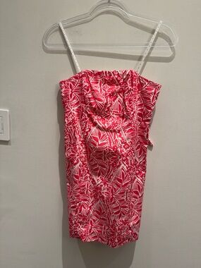 Lilly Pulitzer Franco Strapless Dress-Tie Back-Punch Pink Giraffe Print Size 0